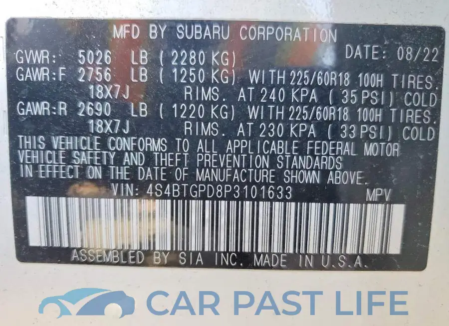 4S4BTGPD8P3101633# 13