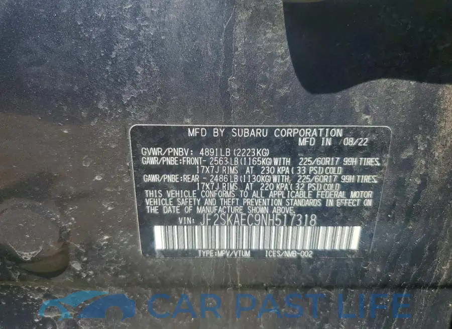 JF2SKAEC9NH517318# 12