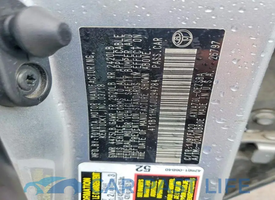 4T1B11HK1JU094784# 13