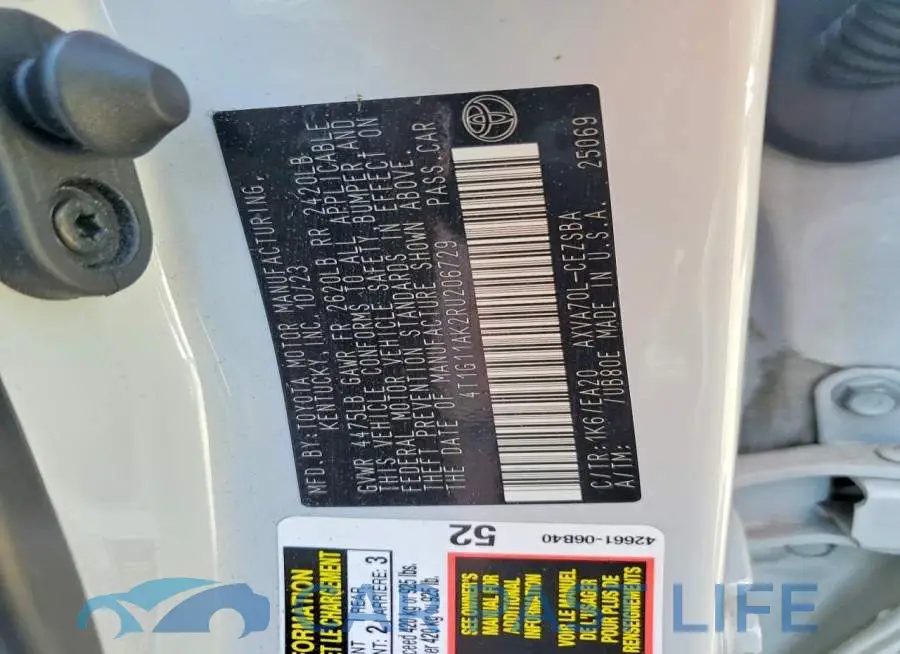 4T1G11AK2RU206729# 13