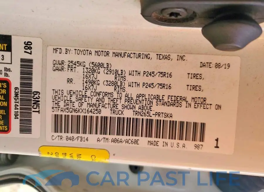 5TFAX5GN6KX164250# 12