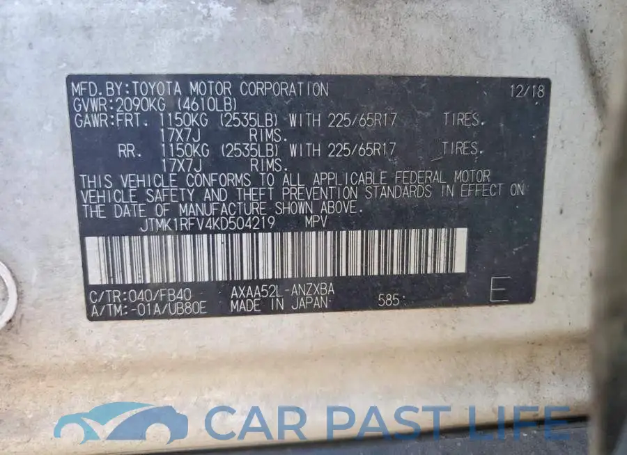 JTMK1RFV4KD504219# 13