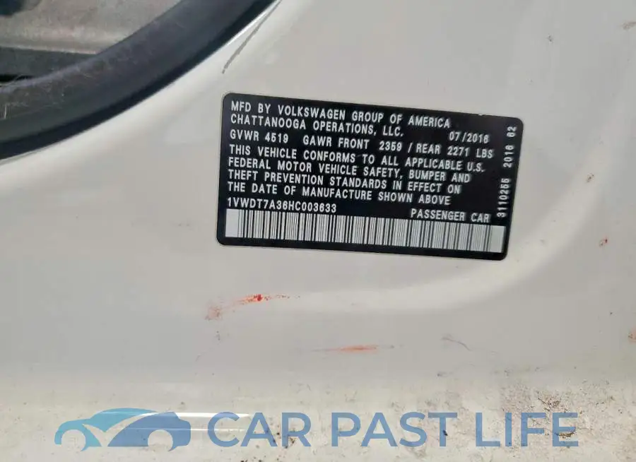 1VWDT7A36HC003633# 12