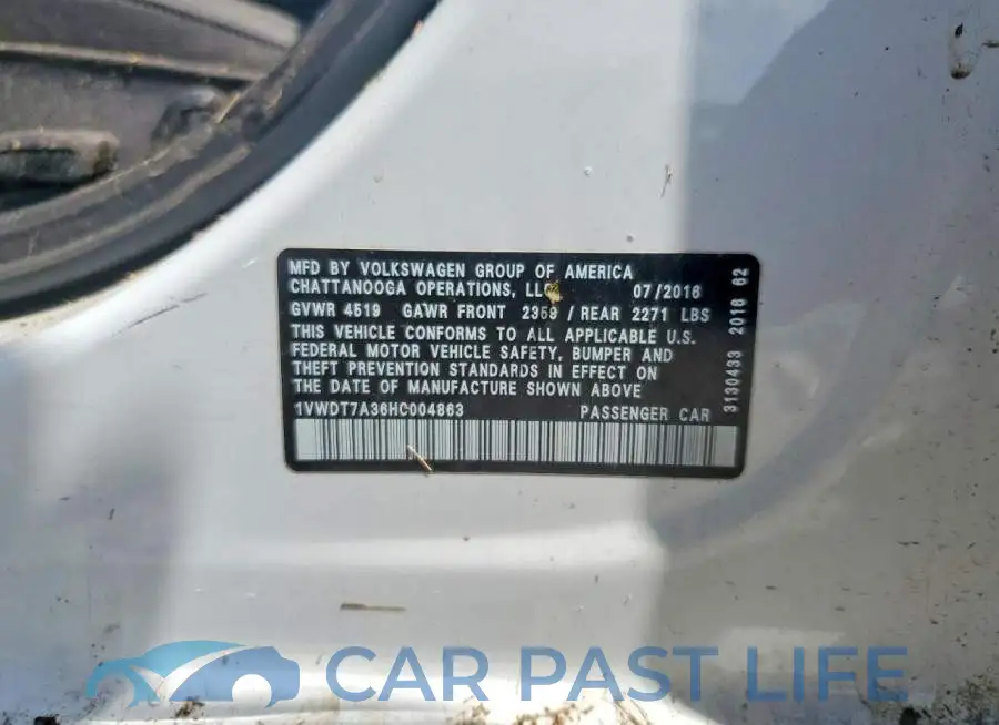 1VWDT7A36HC004863# 12