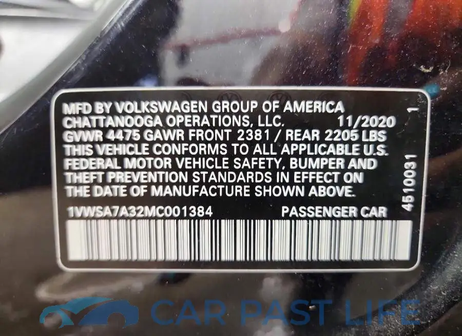1VWSA7A32MC001384# 13