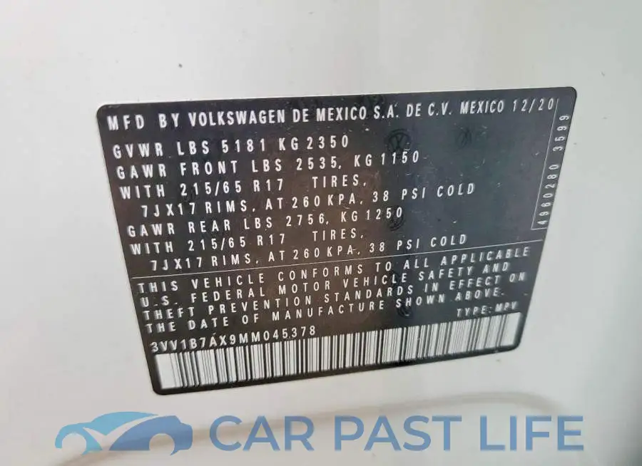 3VV1B7AX9MM045378# 12