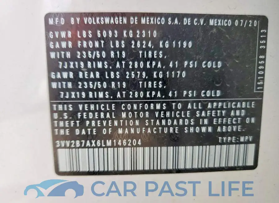 3VV2B7AX6LM146204# 13