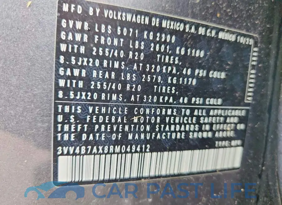 3VV4B7AX8RM049412# 13
