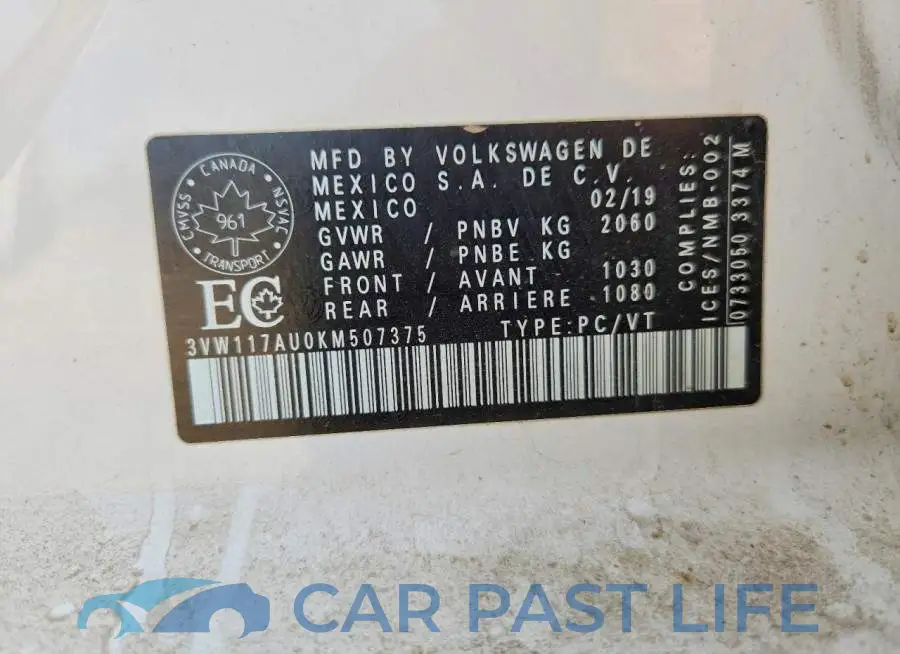 3VW117AU0KM507375# 12