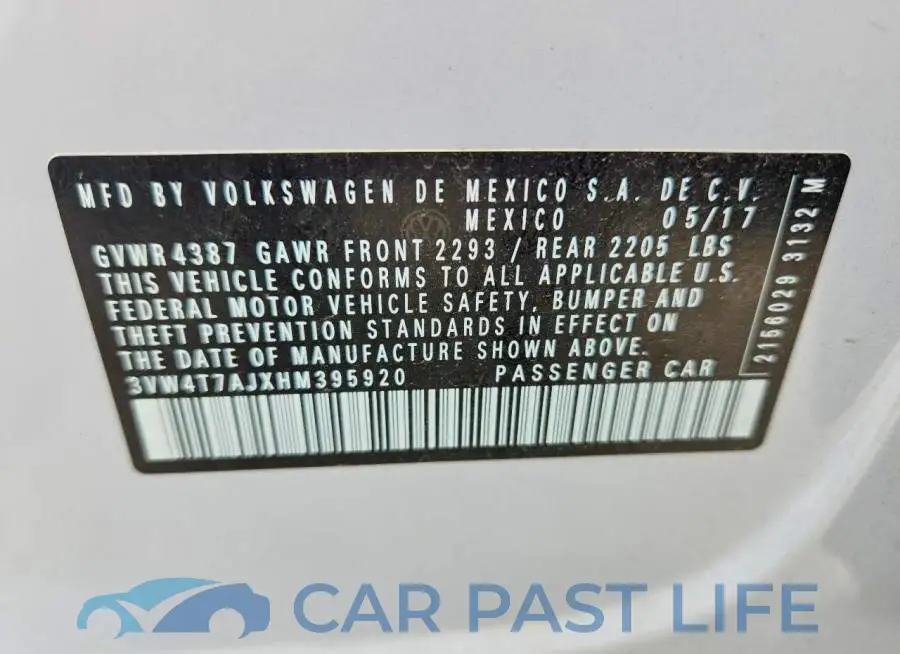3VW4T7AJXHM395920# 12