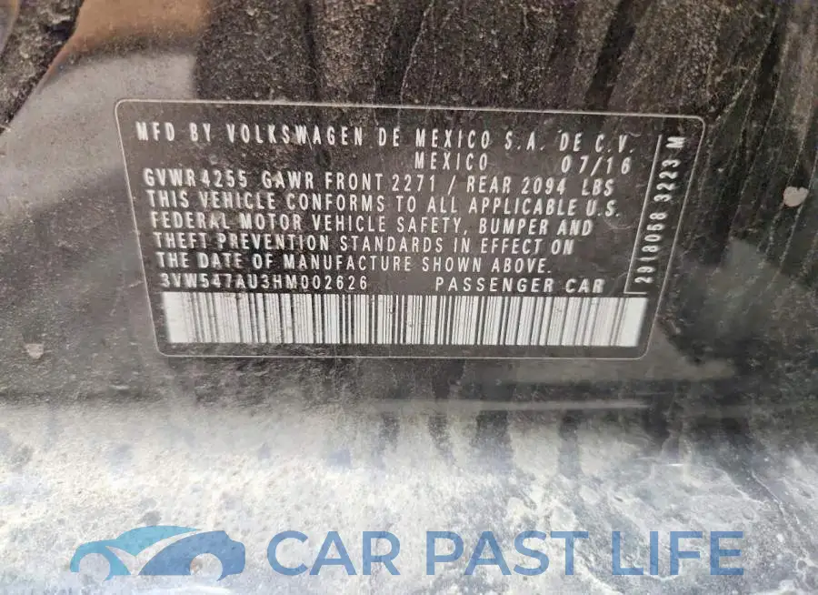 3VW547AU3HM002626# 12
