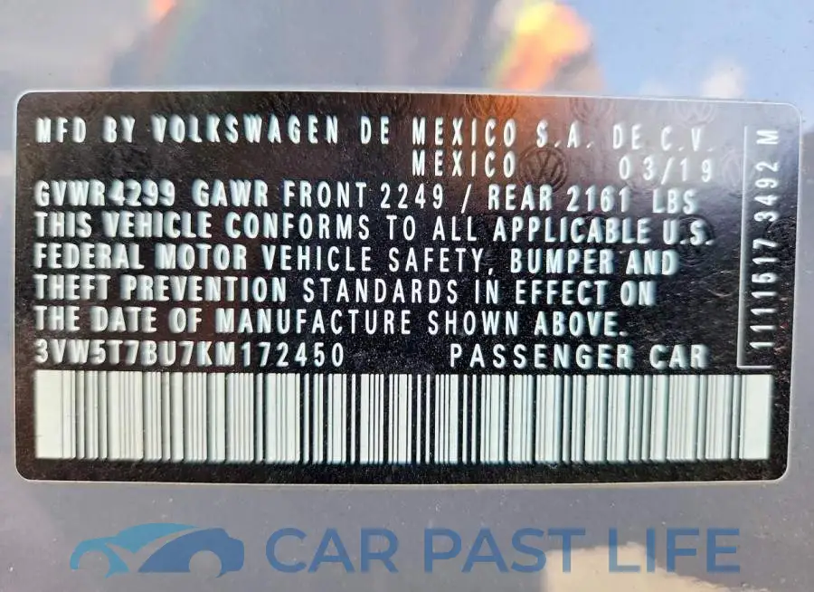 3VW5T7BU7KM172450# 13