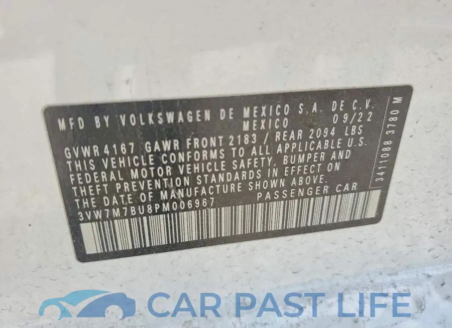 3VW7M7BU8PM006967# 12