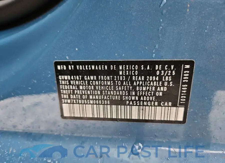 3VW7X7BU5SM066396# 12