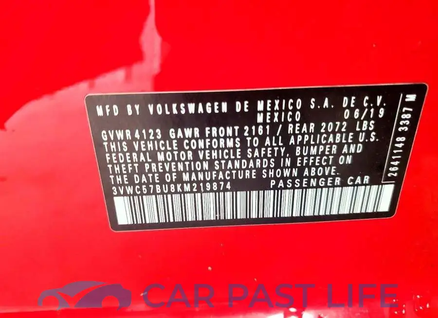3VWC57BU8KM219874# 12