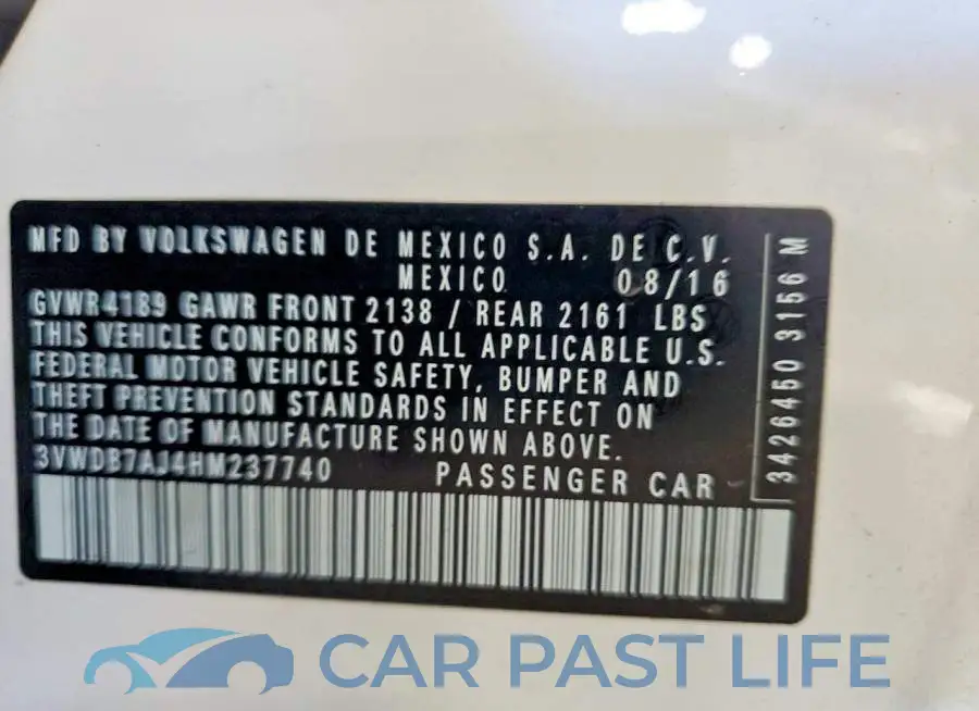 3VWDB7AJ4HM237740# 12