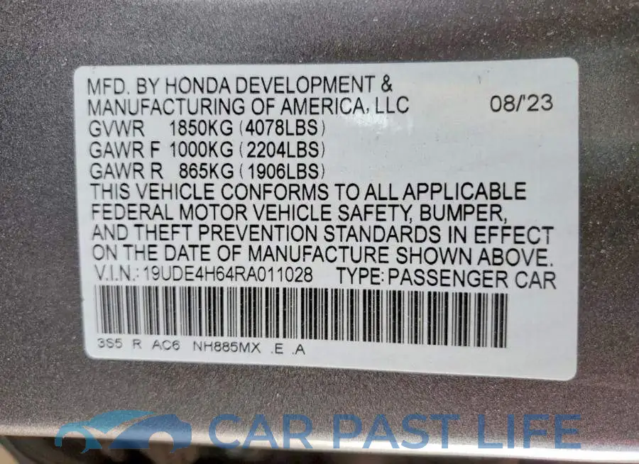 19UDE4H64RA011028# 12