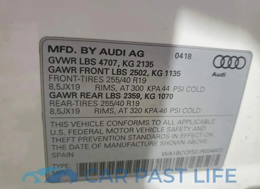 WA1BCCFS2JR034023# 12