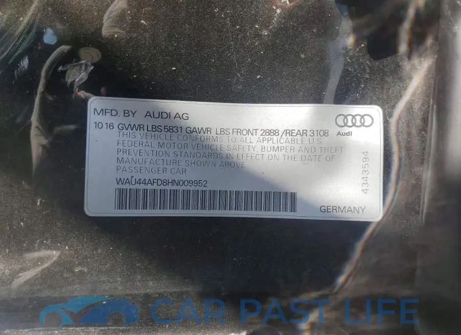 WAU44AFD8HN009952# 12