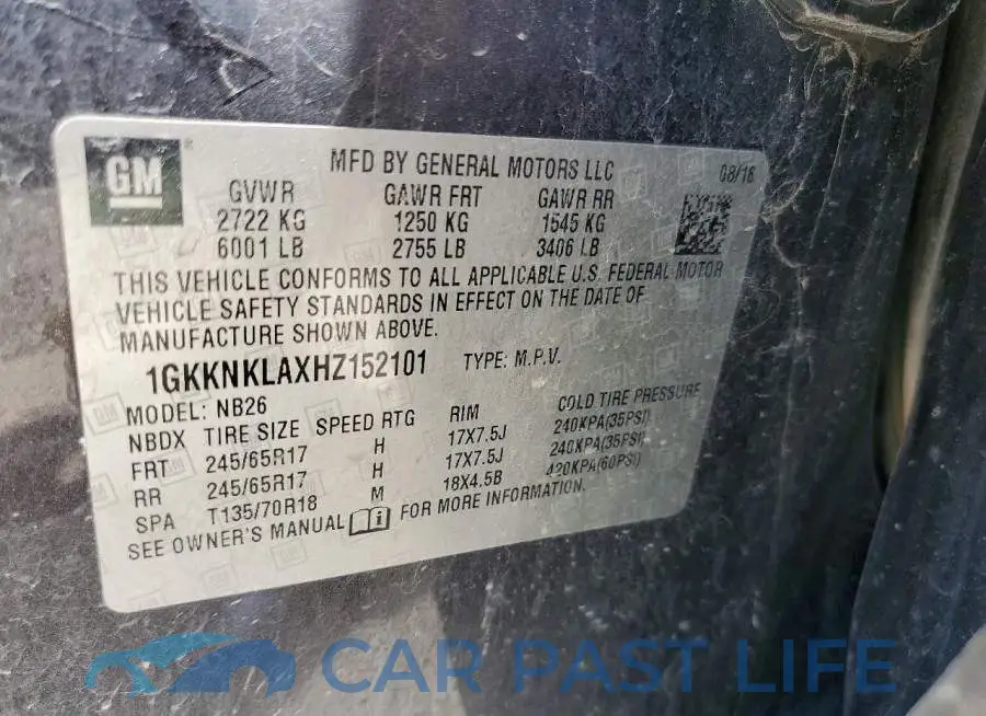 1GKKNKLAXHZ152101# 13