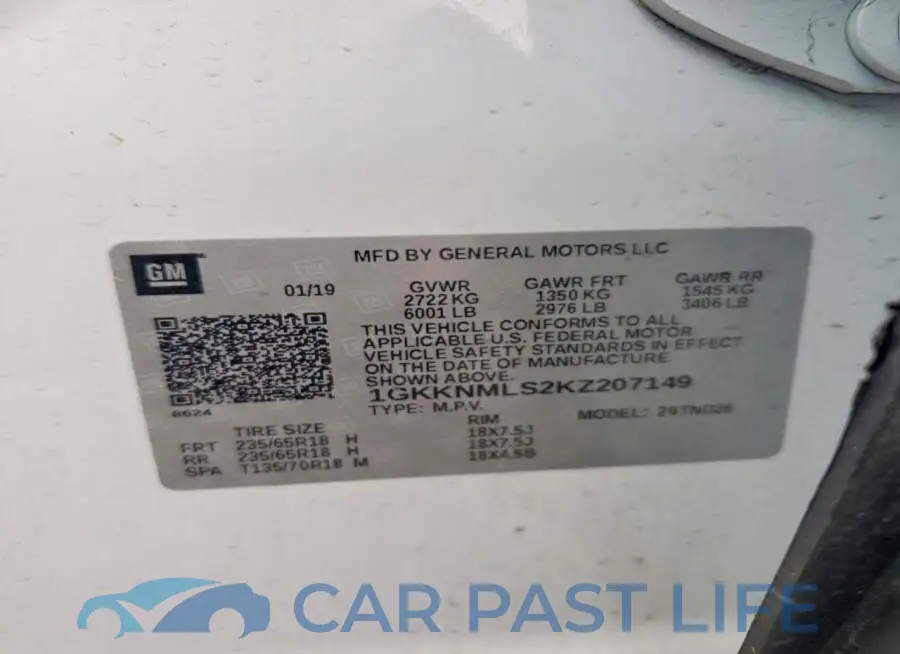 1GKKNMLS2KZ207149# 13