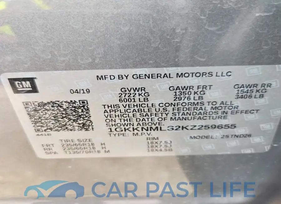 1GKKNMLS2KZ259655# 13