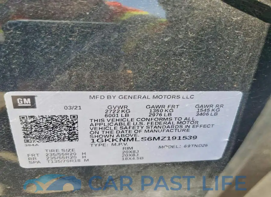 1GKKNMLS6MZ191539# 13