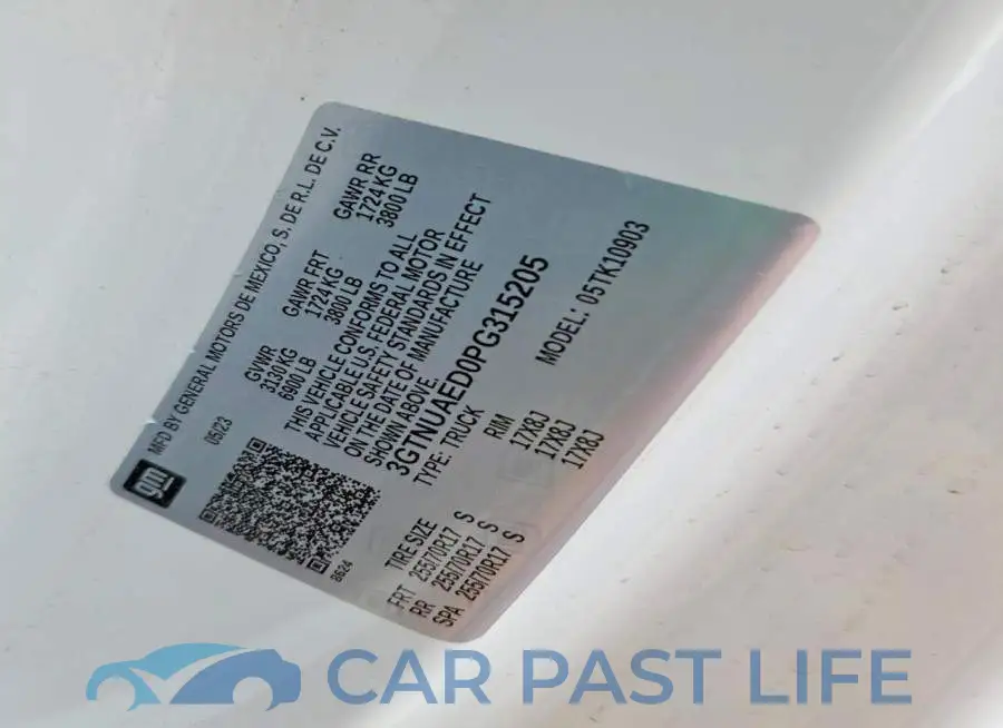 3GTNUAED0PG315205# 12