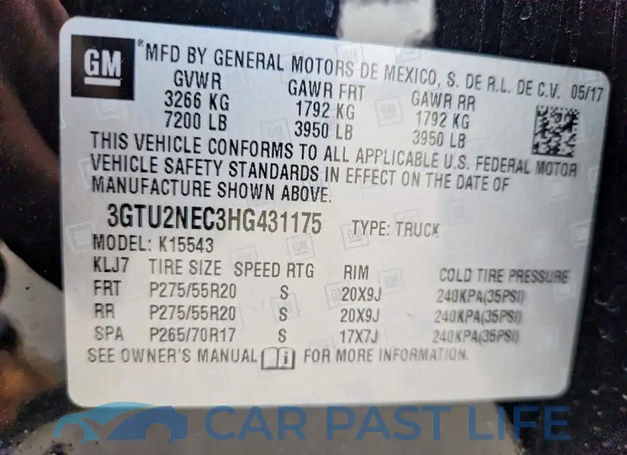 3GTU2NEC3HG431175# 12
