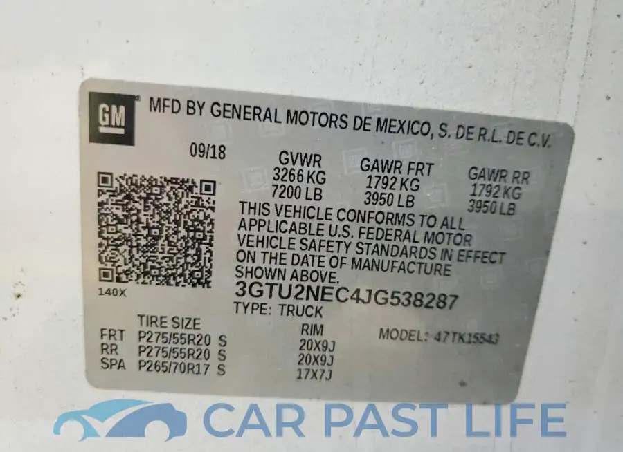 3GTU2NEC4JG538287# 12