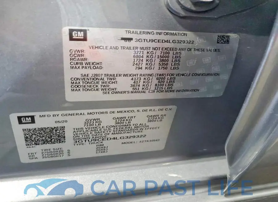 3GTU9CED4LG329322# 12