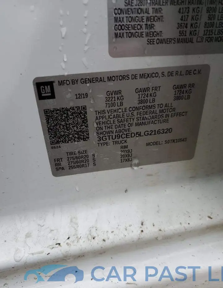 3GTU9CED5LG216320# 12