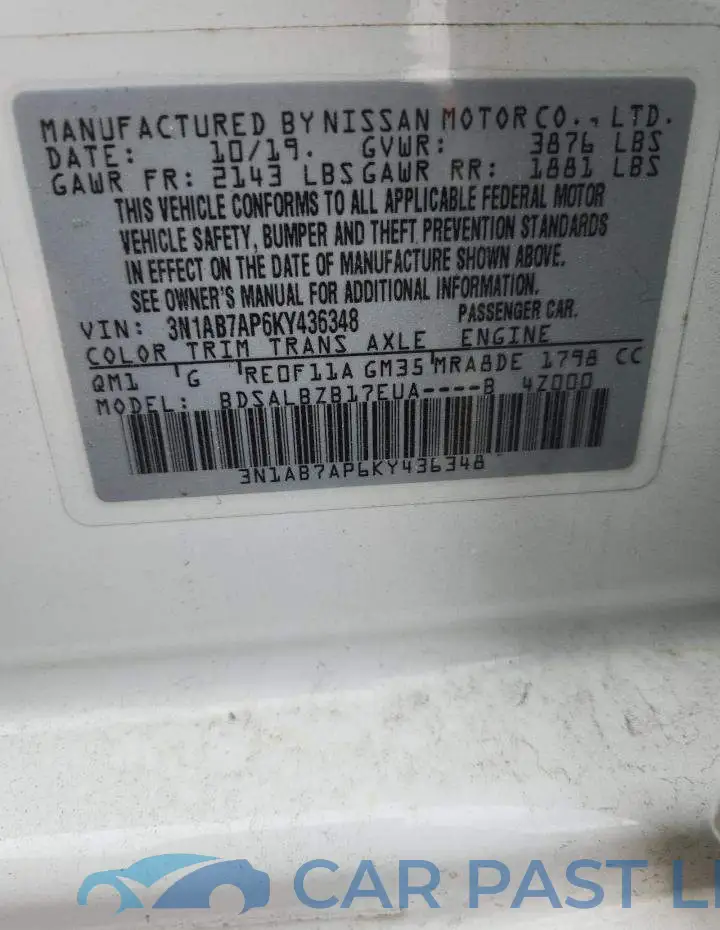 3N1AB7AP6KY436348# 13