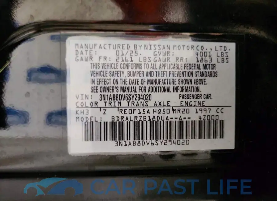 3N1AB8DV6SY294020# 12