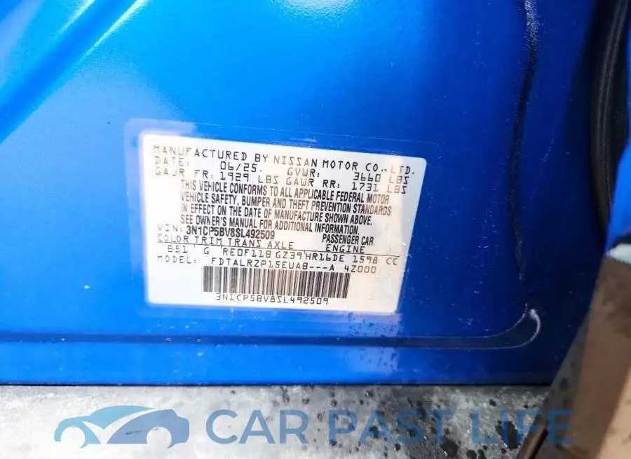 3N1CP5BV8SL492509# 12