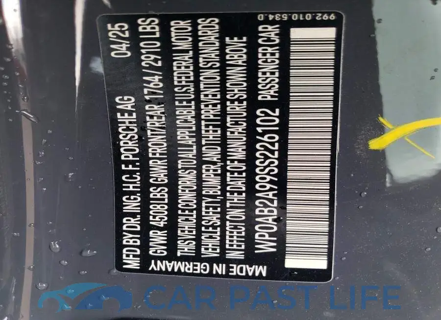 WP0AB2A99SS226102# 12