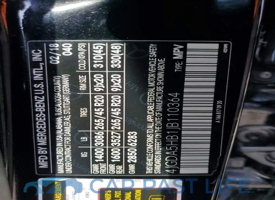 4JGDA5HB1JB110364# 13