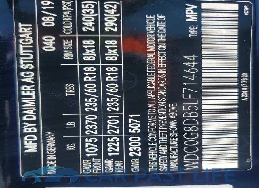WDC0G8DB5LF714644# 14