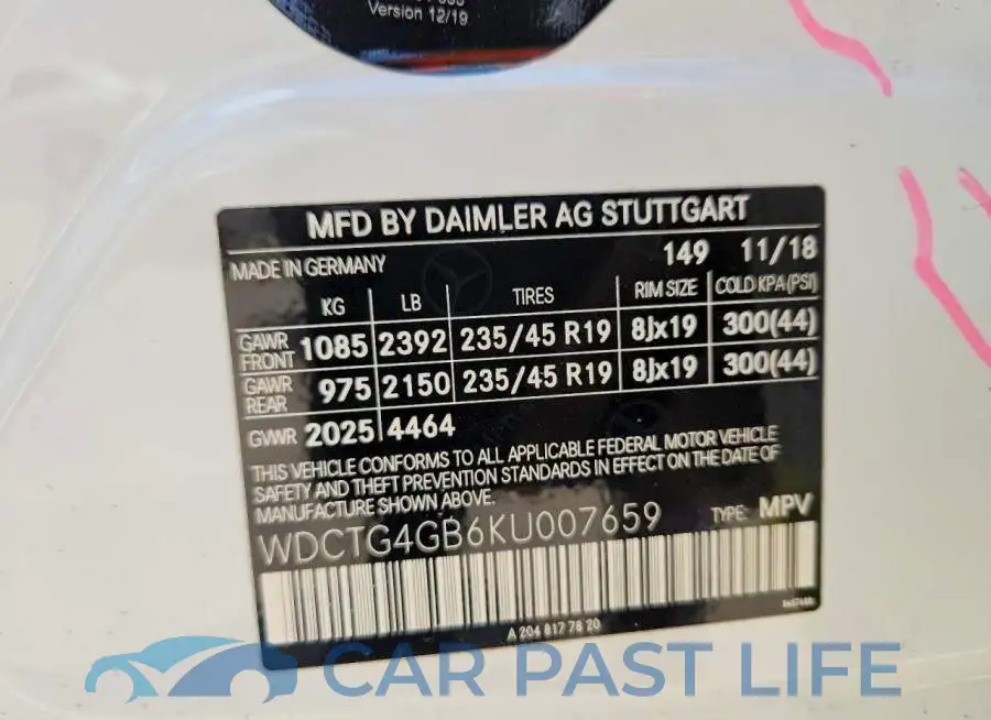 WDCTG4GB6KU007659# 12