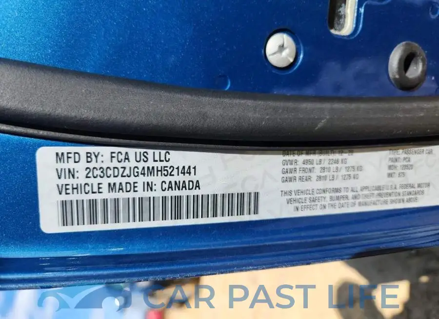 2C3CDZJG4MH521441# 12