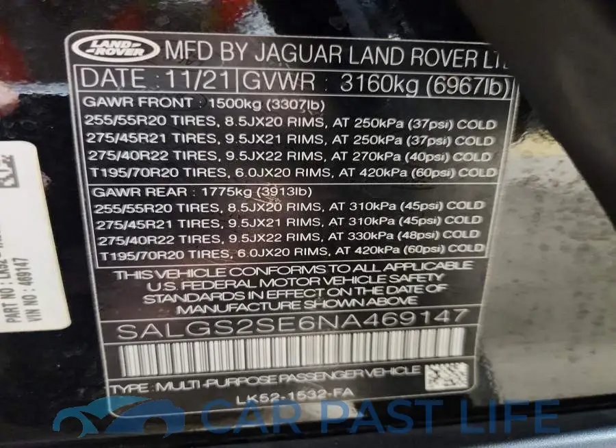 SALGS2SE6NA469147# 13