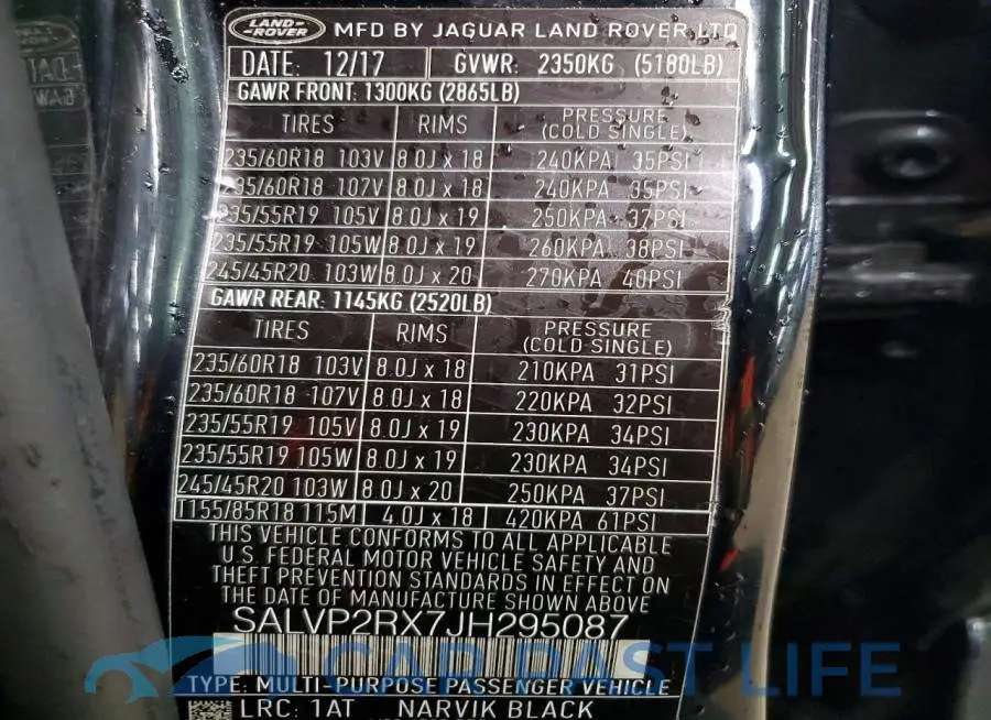 SALVP2RX7JH295087# 13