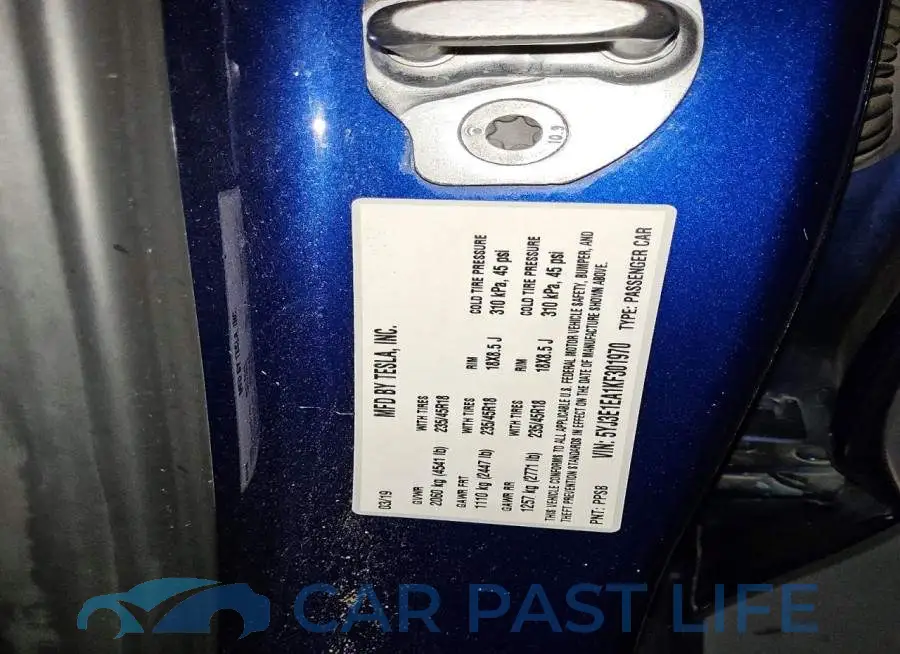 5YJ3E1EA1KF301970# 12