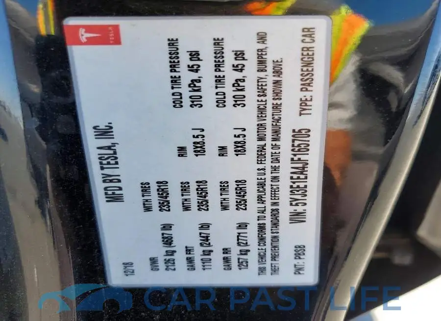5YJ3E1EA4JF165705# 12