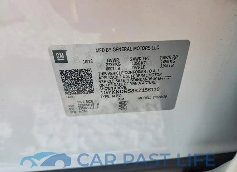 1GYKNDRS8KZ156110# 12