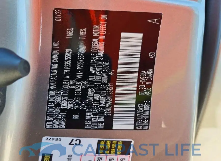 2T2HZMAA9NC234511# 13