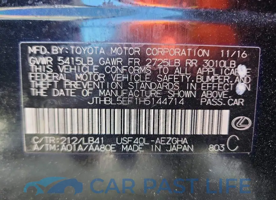 JTHBL5EF1H5144714# 12