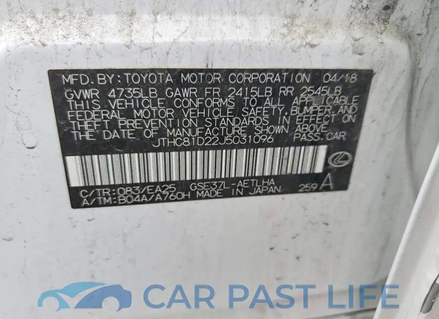 JTHC81D22J5031096# 12