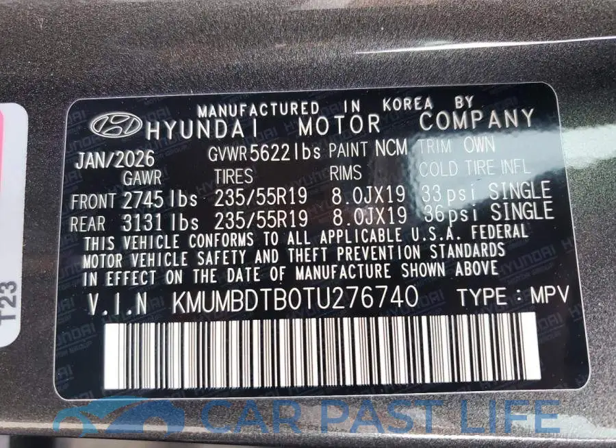 KMUMBDTB0TU276740# 14