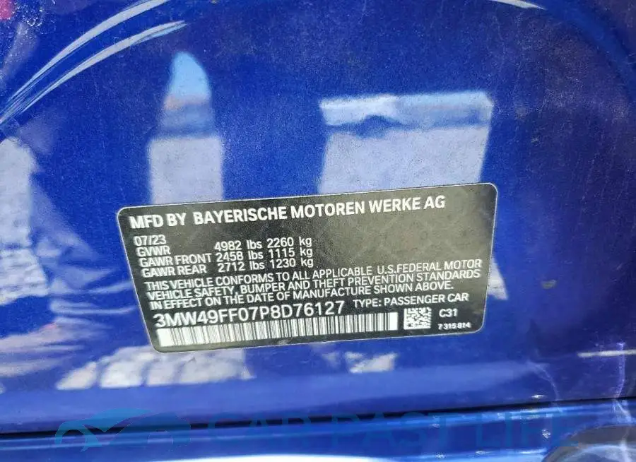3MW49FF07P8D76127# 13